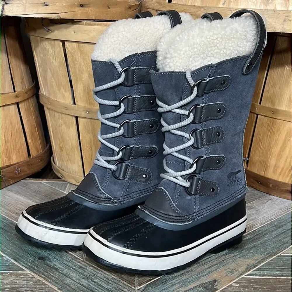 Sorel Joan of Arctic Gray Suede Waterproof Insulated Snow Boots Womens Size 5.5